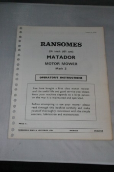 Ransomes 24" (61cm) Matador Mark 3 Operators Instructions