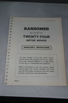 Ransomes 24" (61 cm) Twenty-Four Motor Mower Operators Instructions